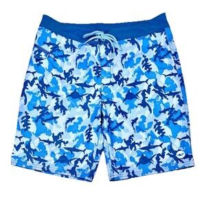Vineyard Vines Board Shorts Men's 33 Blue Sharks Drawstring Swim Trunks Beach